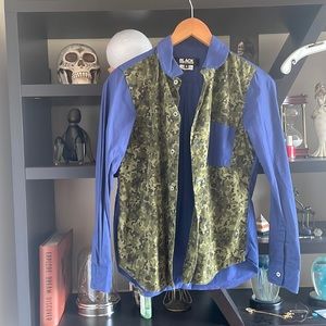 Black comme dea garçons camp and blue shirt